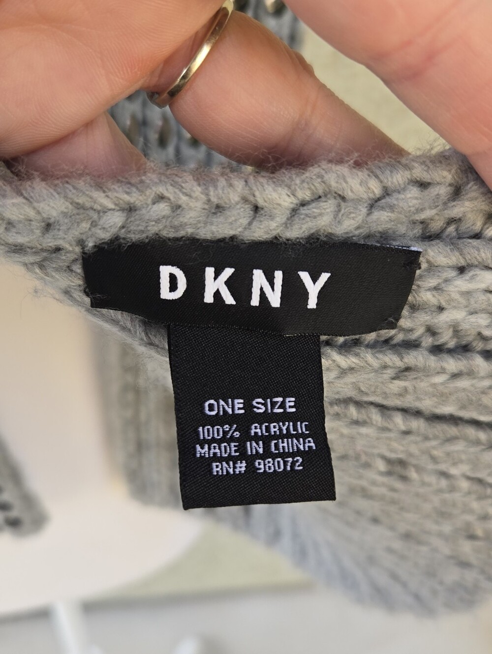 DKNY Cozy Studded Knit Scarf - Gray - Picture 4 of 5